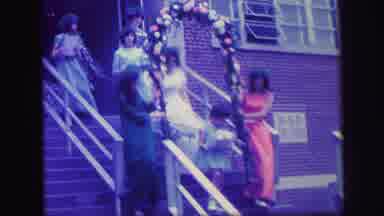 Lynbrook New York (1971): Women Escorting Bride Out Of Church On A Sunny Day