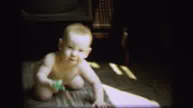 Lynbrook New York (1971): Happy Red Headed Baby Crawling And Rocking On The Floor