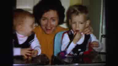 Lynbrook New York (1971): Women Two Babies Dressed The Same Celebrating Birthday