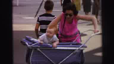 Lynbrook New York (1971): Baby In A Carriage While The Mother Possess For A