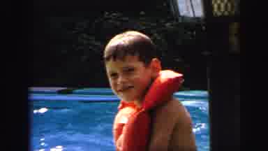 Lynbrook New York (1971): Boy Gets Ready To Enter The Pool On A Nice Sunny Day