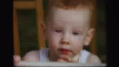 Lynbrook New York-1971: Happy Baby Laughing In Wooden Crib Outdoors