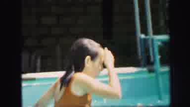 Lynbrook New York (1971): Two Girls Are Jumping Into An Above Ground Pool From The