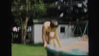 Lynbrook New York (1971): Kids Having Fun And Playing In The Pool With A Float In