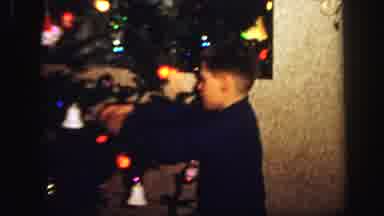 Lynbrook New York (1971): Mother And Son Decorating Christmas Tree With Ornaments