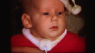 Lynbrook New York (1971): Christmas Morning With Adorable Baby Dressed Up As Santa