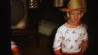 Lynbrook New York (1971): Children Wearing Funny Hats And Running In A Living Room