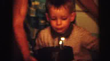 Lynbrook New York (1971): Little Boy Doing His Best To Blow Out The Candles On His
