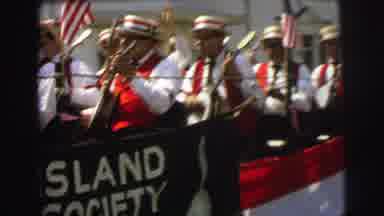 Lynbrook New York (1973): Long Island Banjo Parade Banner On A Bright Sunny Day
