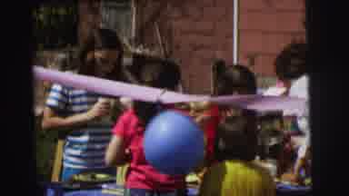 Lynbrook New York-1973: Children Enjoying A Backyard Garden Party With Food And Balloons
