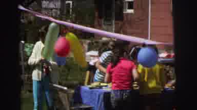Lynbrook New York-1973: Children Gather At An Outdoor Party With Balloons And Streamers
