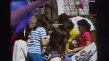 Lynbrook New York-1973: Children Enjoying Backyard Birthday Party With Food And Balloons
