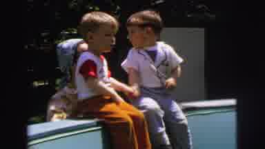 Lynbrook New York (1973): Two Toddlers Point Smile At Camera