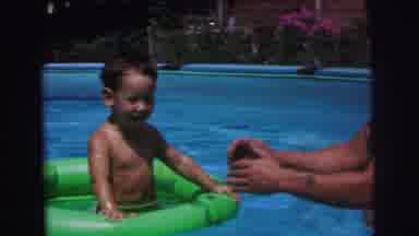 Lynbrook New York (1973): A Scene Of A Dad With His Son In Pool