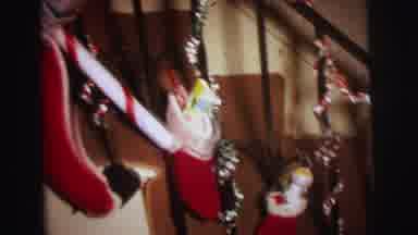 Lynbrook New York (1973): Family Christmas Decoration Going Up Family Stairs Full