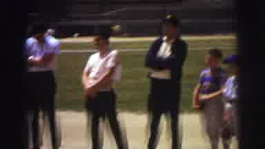 Lynbrook New York (1973): Kids Baseball Team With Coaches During National Anthem