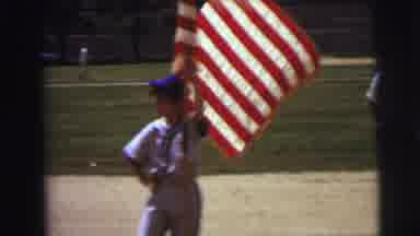 Lynbrook New York (1973): Boys Wearing Blue Baseball Uniforms Lineup On Field To