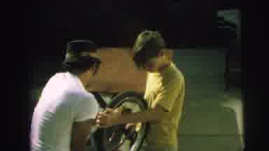 Lynbrook New York (1973): Dad And Son Adjusting Bicycle Tire And Kids Pose With