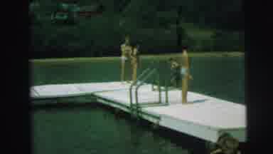Lynbrook New York (1973): Lake Dock Kids Playing Swimming