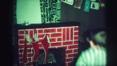 Lynbrook New York (1973): Young Boy In Pajamas Hanging A Red Christmas Stocking On