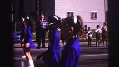 Lynbrook New York (1973): Baton Twirlers March In Place And A Marching Band