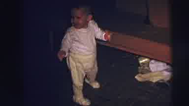 Lynbrook New York (1973): Baby Human Walking Smiling Looking Balancing Floor Bench