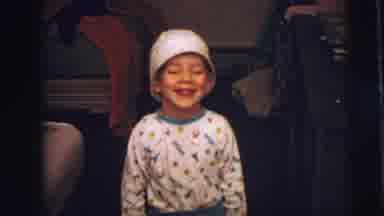 Lynbrook New York (1973): Smiling Little Boy In Pajamas And Hat With Friend Also