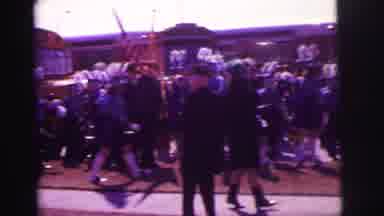 Lynbrook New York (1973): Marching Band Just Arrived By Bus And Are Preparing For