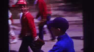 Lynbrook New York (1973): Kids In Baseball Caps Some In Uniforms And All Walking