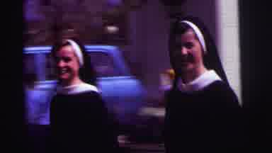 Lynbrook New York (1973): Vintage Drill Team Kids In Parade Lead By Nuns