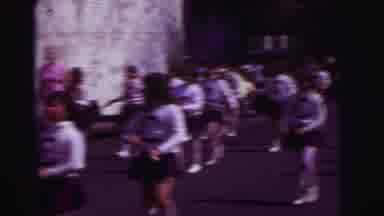Lynbrook New York (1973): Majorettes Wearing White Shirts Marching In Parade On A