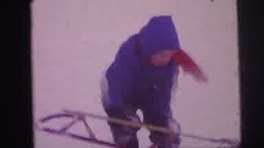 Lynbrook New York (1973): Young Boy In Blue Winter Coat And Red Scarf Frantically