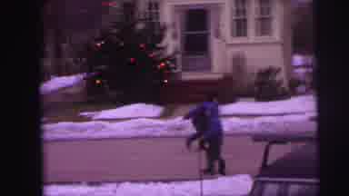 Lynbrook New York (1973): Man And Children On Street Wearing Coats In Front Of