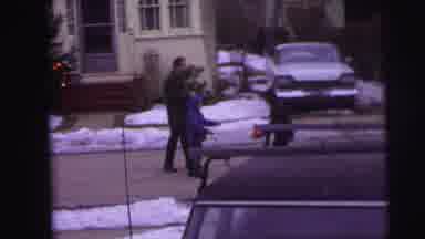 Lynbrook New York (1973): Four Boys Toss Red Football In Street On A Clear Winter