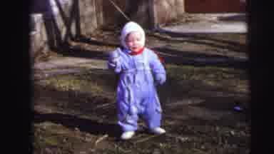 Lynbrook New York (1973): Adorable Small Toddler Bundled Up In A Zip Up Snow Suit
