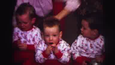 LYNBROOK NEW YORK-1973: Three Little Babies Sitting Together Wearing The Exact