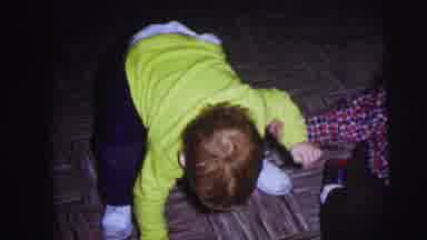 Lynbrook New York (1973): Baby Falling Trying To Walk His Brother Helping Him Up