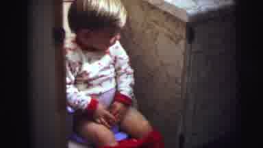 Lynbrook New York (1973): Kid Baby Potty Pooping Pajamas Pointing In Marble Ugly