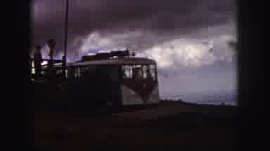 Colorado Springs USA (1958): People Visiting Pikes Peak In A Tourist Bus Near Dock