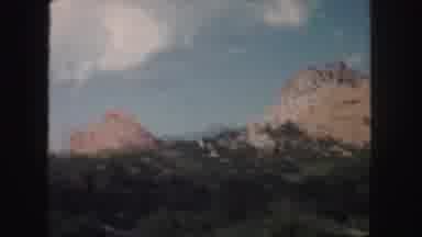 Colorado (1958): Mountains Landscape Trees Greens Road Car Driving Hills Steep Tan