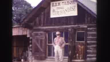 Colorado (1958): Old Man Stands In Front Of General Store And Four Cowboys Meet Up