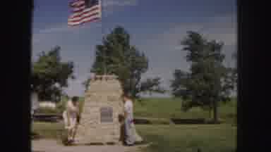 Denver Colorado (1958): Woman And Man Looking At Plaque On Large Stone Structure