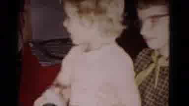 Hagerstown Maryland USA (1958): Two Young Kids And A Father In The Living Room