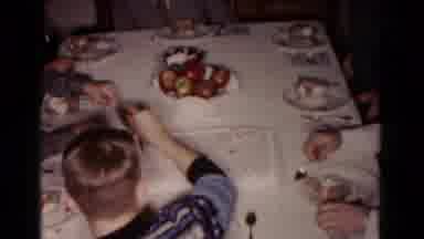 Hagerstown Maryland USA (1958): Man Cutting And Serving Sheet Cake To People