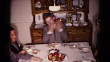 Hagerstown Maryland USA (1958): One Guy Clapping Hand During Meal With Other Seven