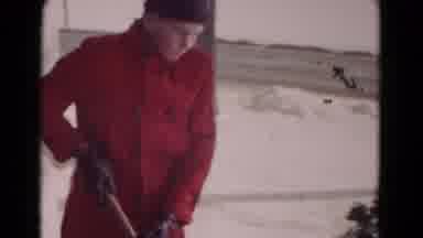 Hagerstown Maryland USA (1958): Man In Red Winter Coat Shoveling A Few Inches Of