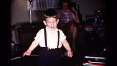 Hagerstown Maryland USA (1958): Two Small Children Playing In Front Of A Decorated
