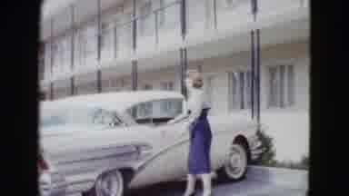Las Vegas USA (1958): A Women Or A Girl Opening Car Sitting And Ready To Drive