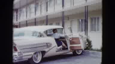 Las Vegas USA (1958): Lady Closing Door On Automobile Before Leaving The Motel