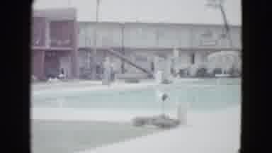 Las Vegas USA (1958): View Of Tan Building And Blue Swimming Pool On A Sunny Day